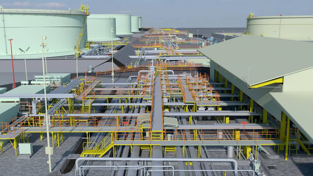 3D as-built model of the pipe trench at an oil processing plant