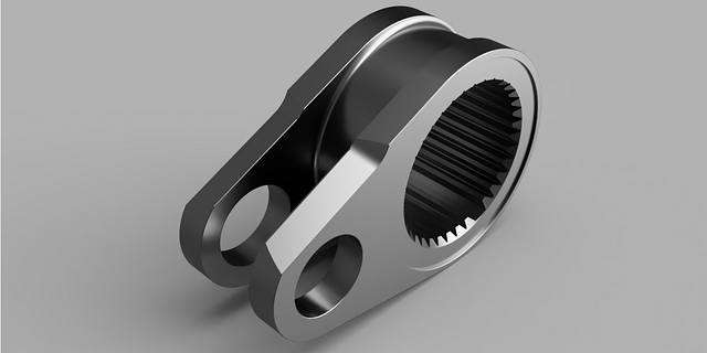 Realistic render of a Laser Scanned splined cam component