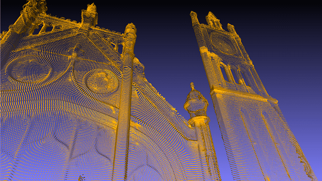 3D laser scan point cloud of a building facade