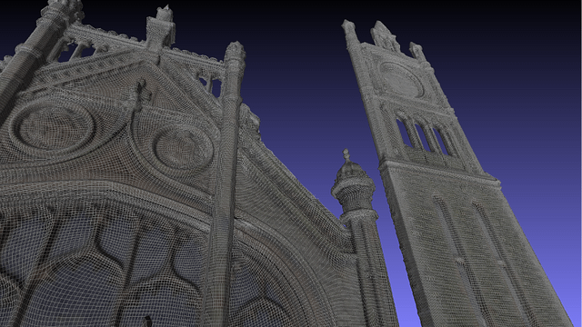 3D mesh from a laser scan point cloud of a building facade