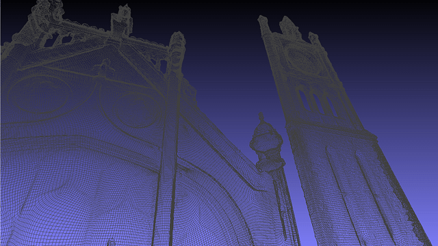 3D mesh from a laser scan point cloud of a building facade