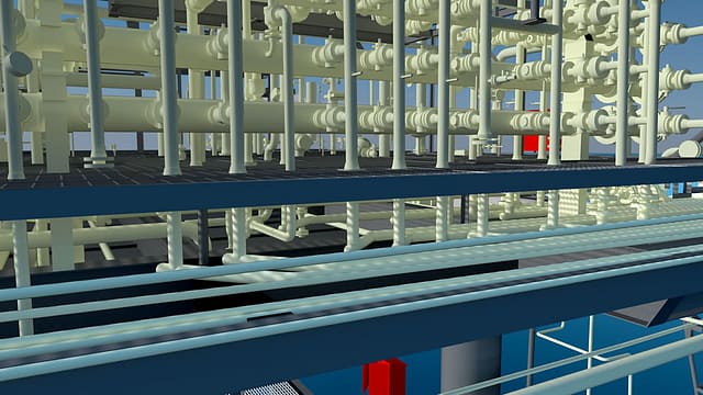 Accurate as-built CAD model of pipework on an offshore platform