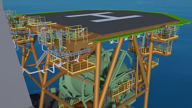 Accurate 3D as-built CAD model of the helidesk on an FPSO