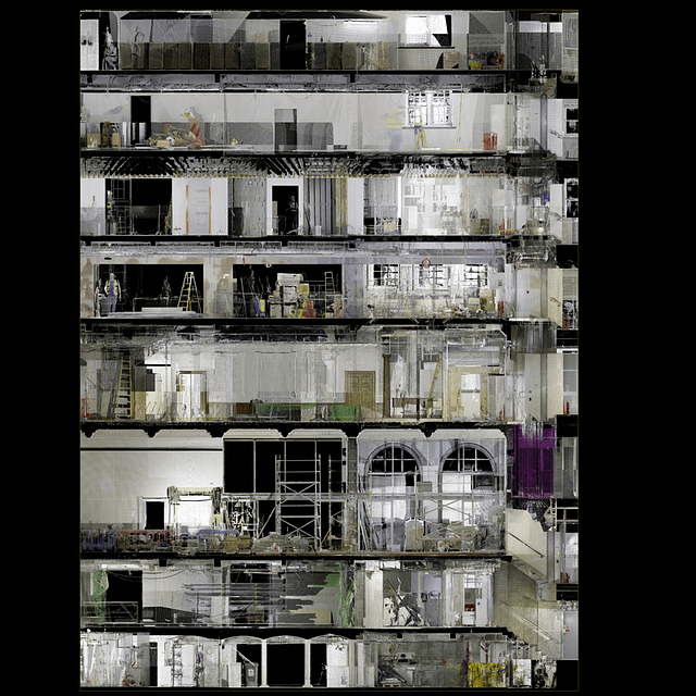 Sectioned point cloud of a mult-storey building