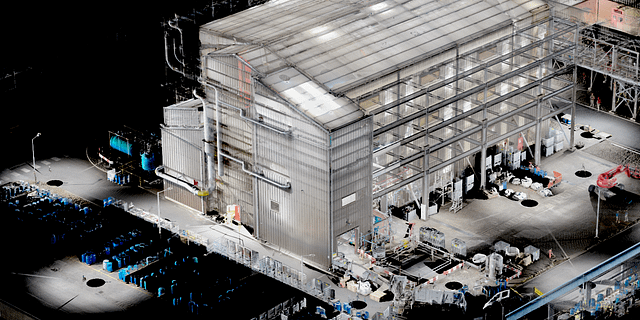 Registered 3D Laser Scan Point Cloud of a Warehouse